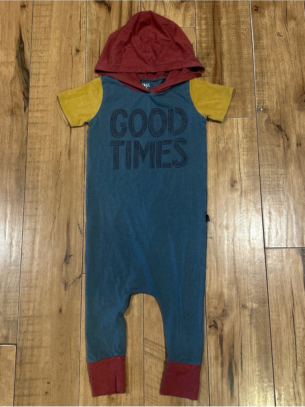 Rags To Raches Good Times Hooded Short Sleeve Romper 3/4